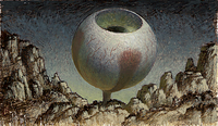 Desert Station  2x4.5 gum tempera on wood  2002
